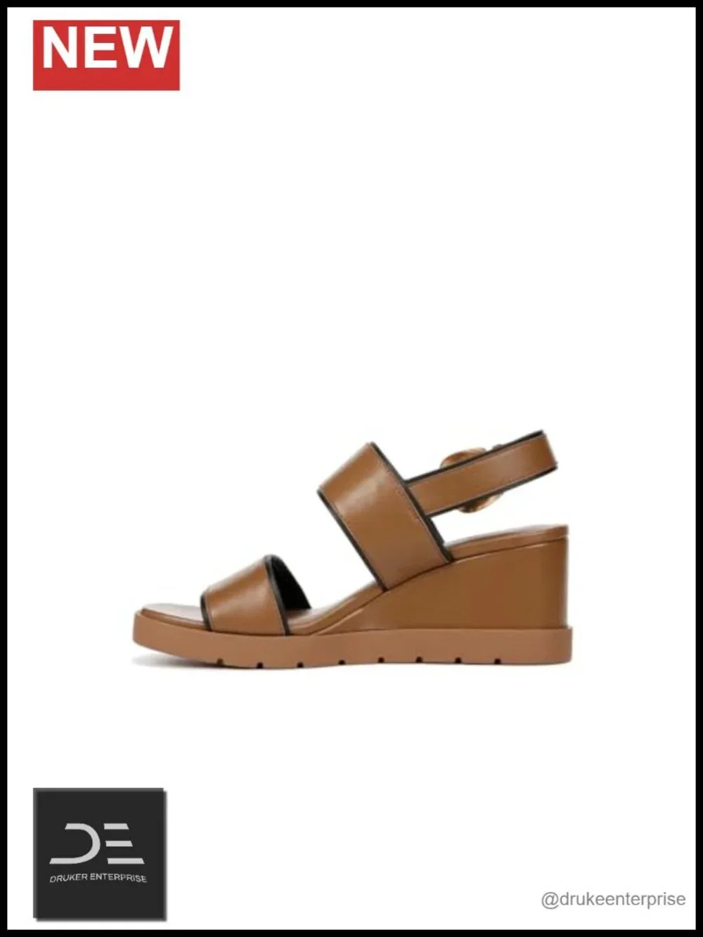 Vince Roma Double Strap Wedge Sandals Leather 8.5 M Slingback Buckle Open Toe
